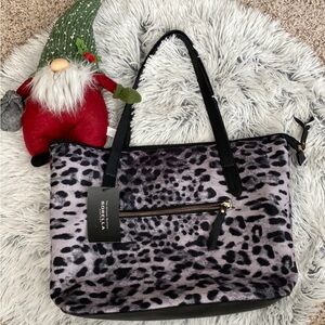 Sorella Chic Black and Gray Animal Print Women's Bag nwt